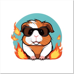 Cute guinea pig on fire Posters and Art